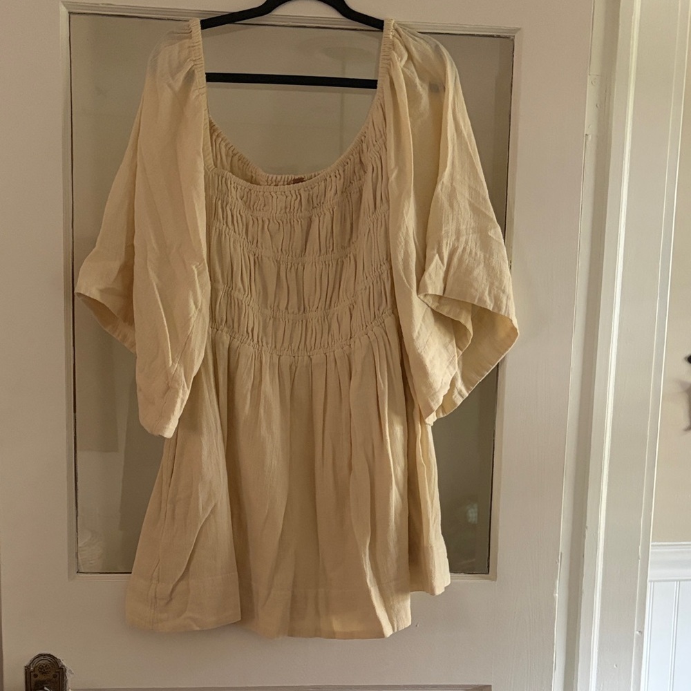 Women's Cream Smocked Mini Dreas